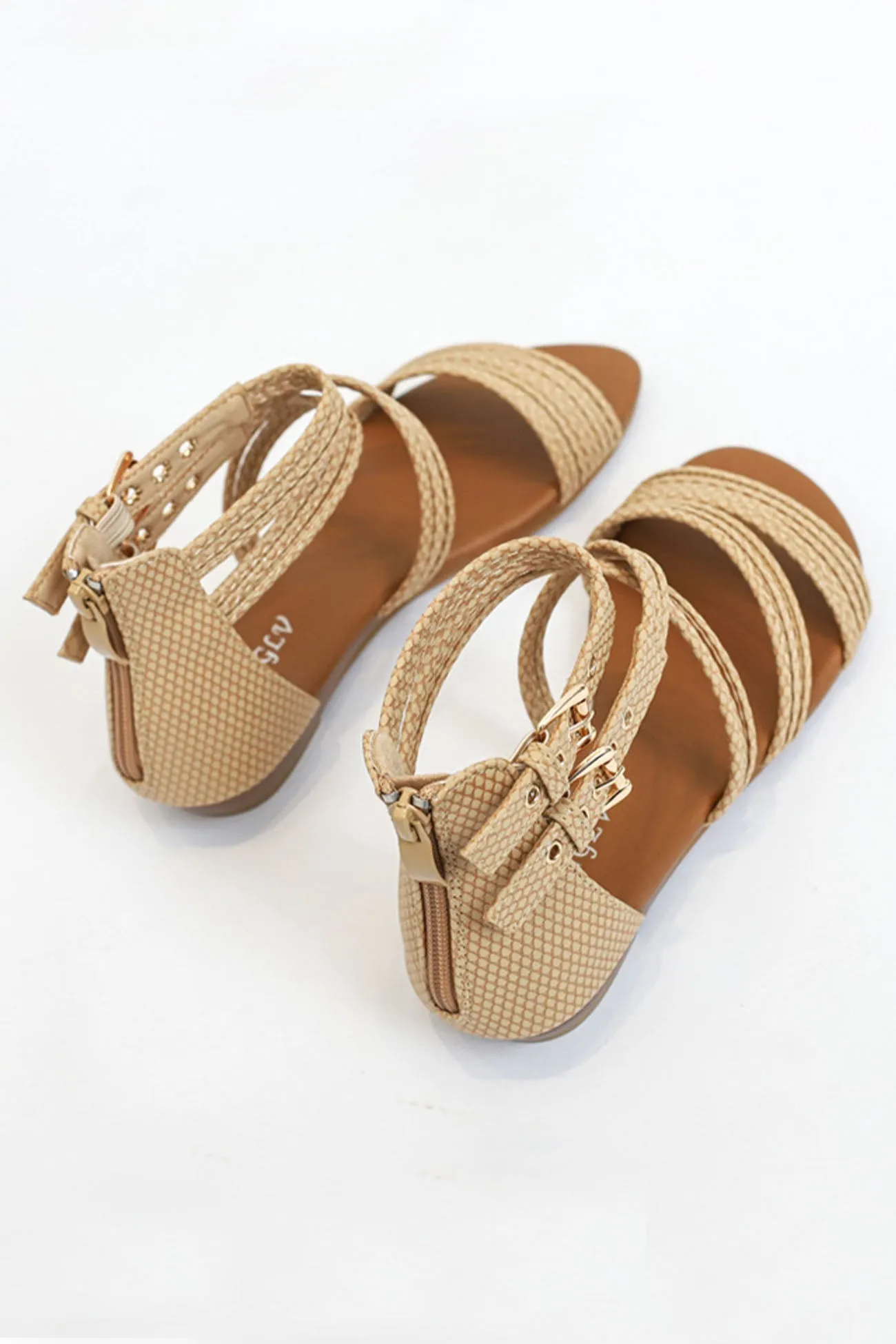 Amozae-Peep Toe Ankle Strap Zipper Buckle Sandals