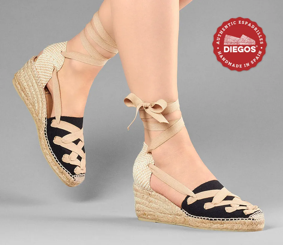 Black Lola high wedge Pamplona espadrilles