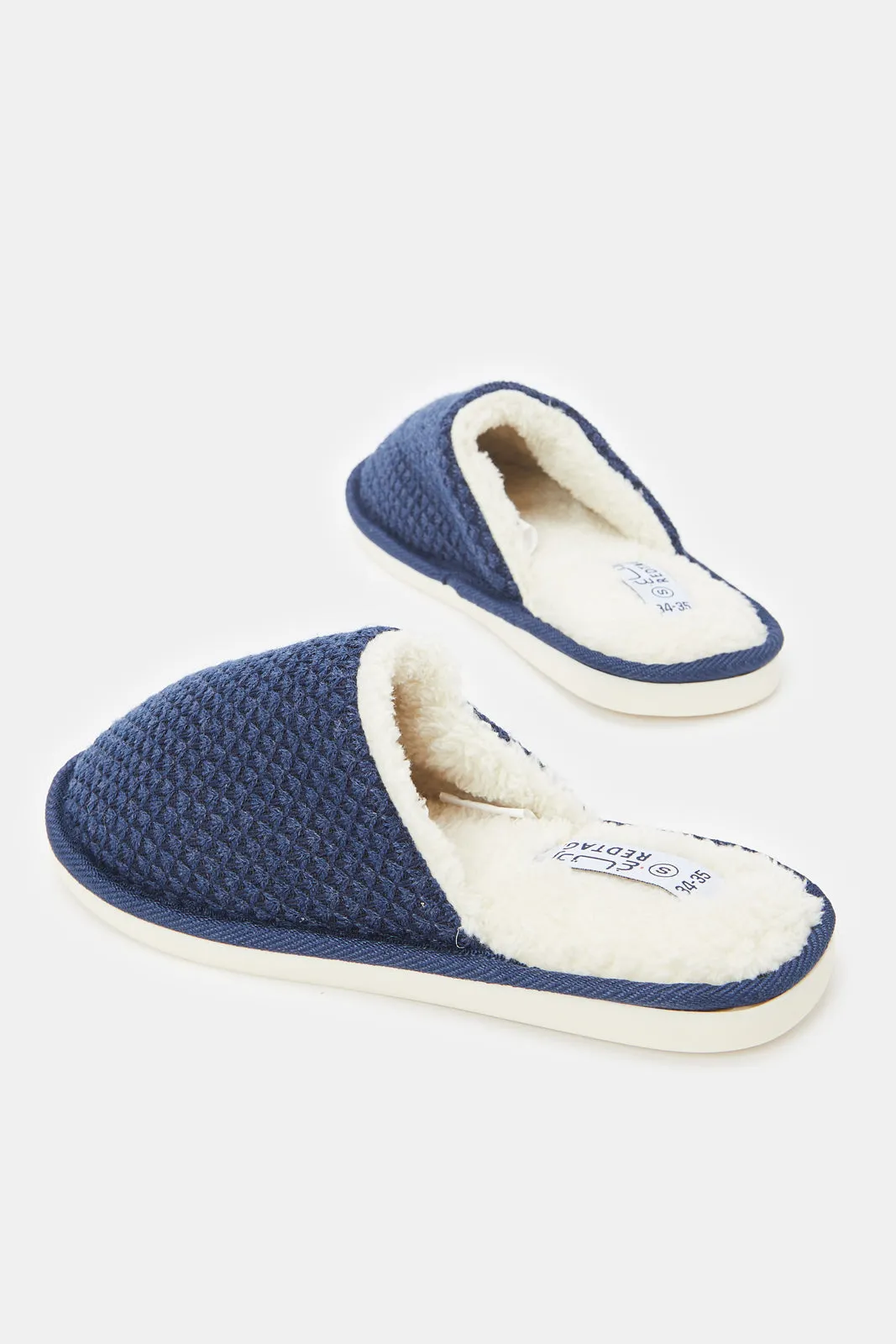 Boys Navy Mule Slippers