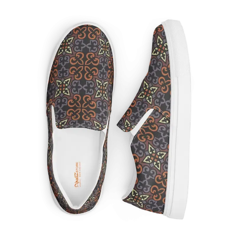 Chic Geometric Canvas Slip Ons for Women