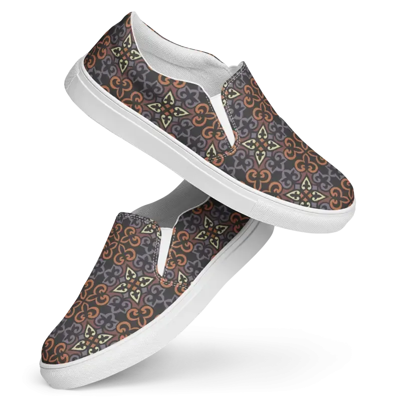 Chic Geometric Canvas Slip Ons for Women
