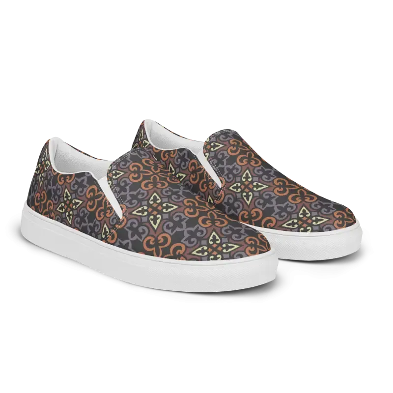 Chic Geometric Canvas Slip Ons for Women