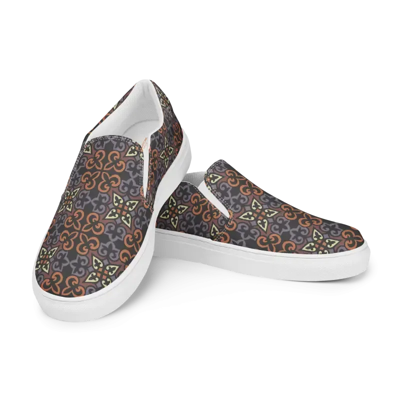 Chic Geometric Canvas Slip Ons for Women
