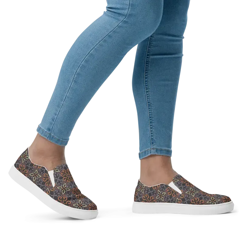 Chic Geometric Canvas Slip Ons for Women
