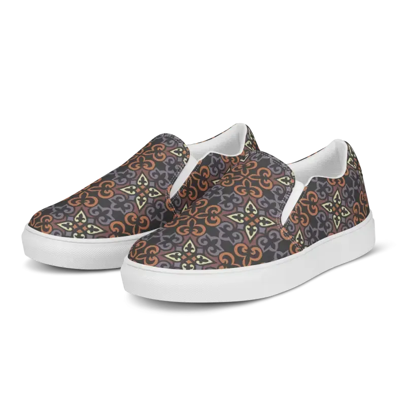 Chic Geometric Canvas Slip Ons for Women
