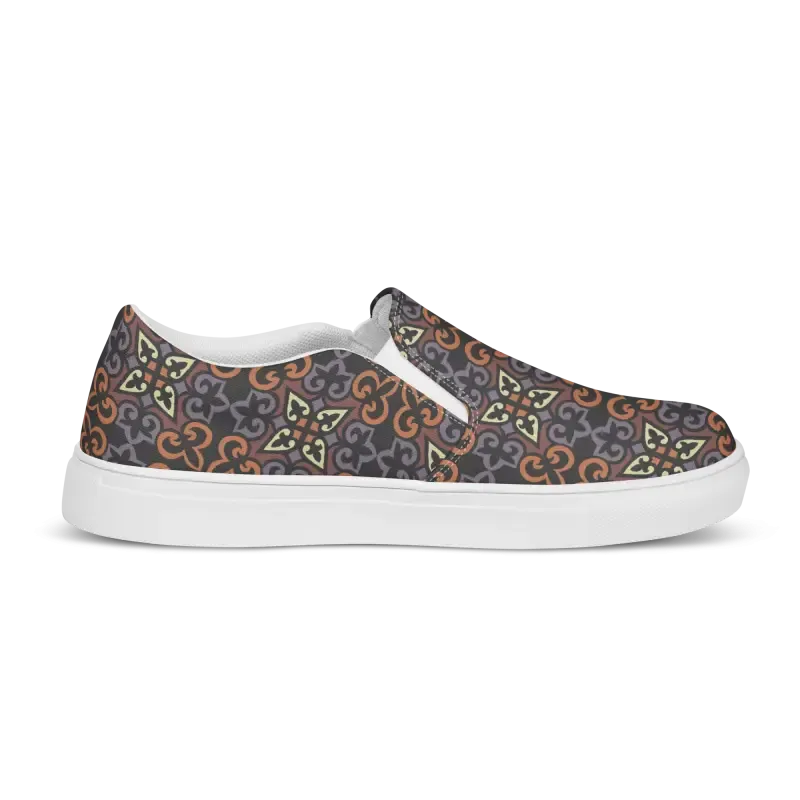 Chic Geometric Canvas Slip Ons for Women
