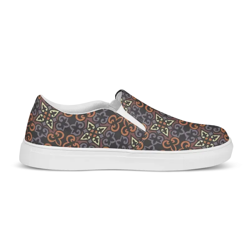 Chic Geometric Canvas Slip Ons for Women