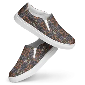 Chic Geometric Canvas Slip Ons for Women