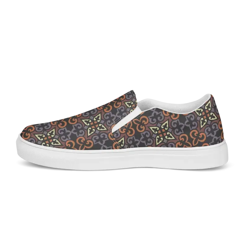 Chic Geometric Canvas Slip Ons for Women
