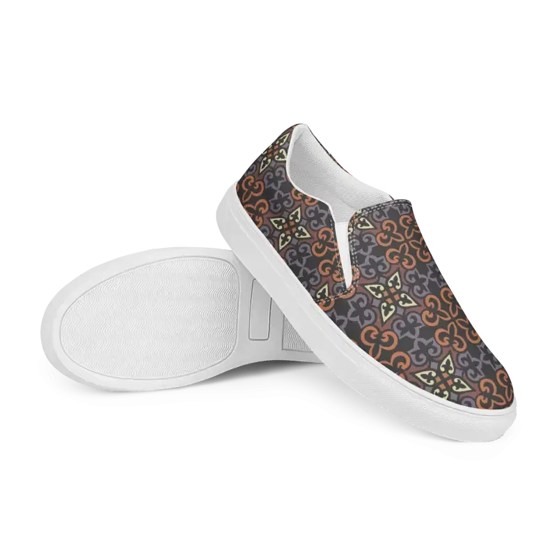 Chic Geometric Canvas Slip Ons for Women