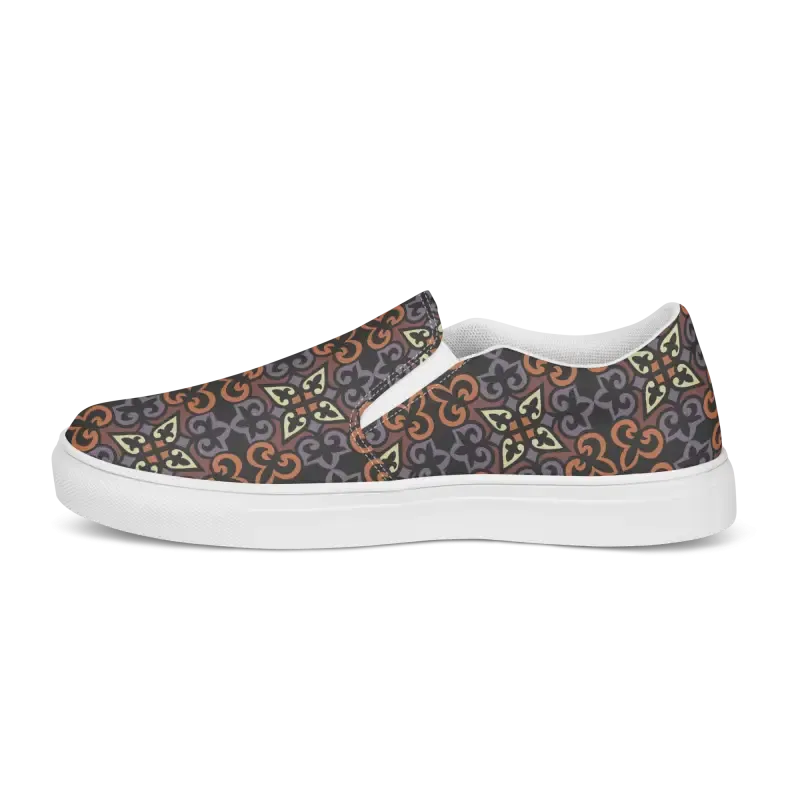 Chic Geometric Canvas Slip Ons for Women