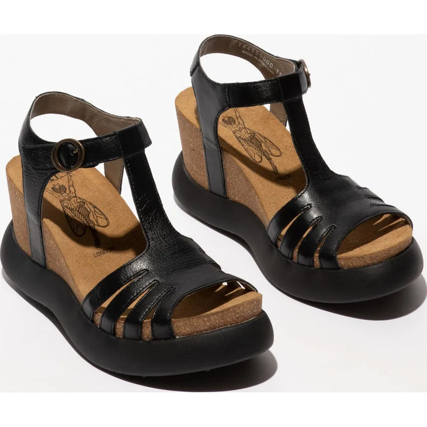 Fly London Women's GAIT959FLY T-Strap Sandals Black