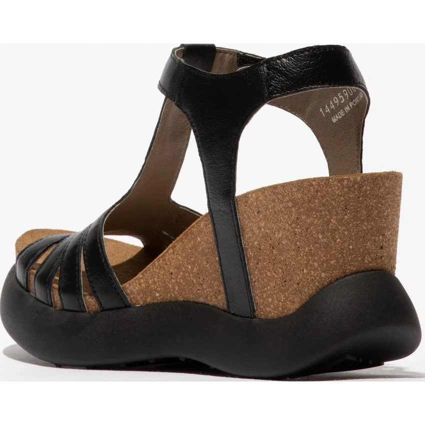 Fly London Women's GAIT959FLY T-Strap Sandals Black