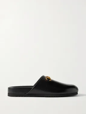 Horsebit-detailed leather slippers