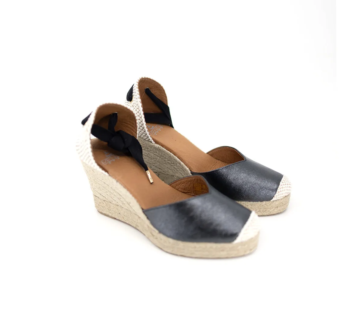 Jimena Metallic Black High Wedge Laces