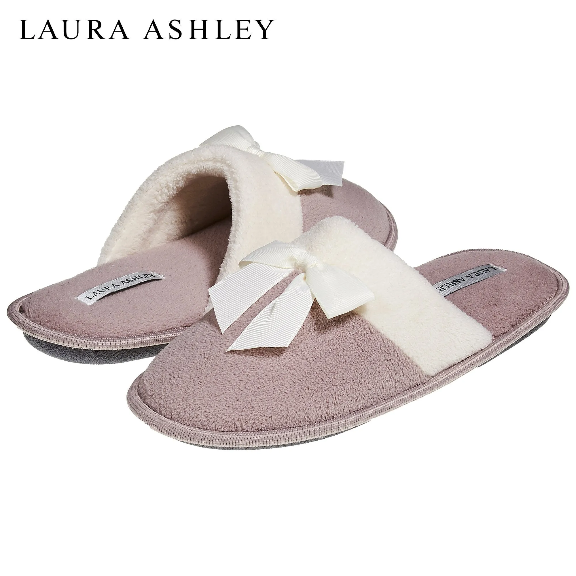 Laura Ashley Ladies Scuff W/Bow Dark Pack Stone XL