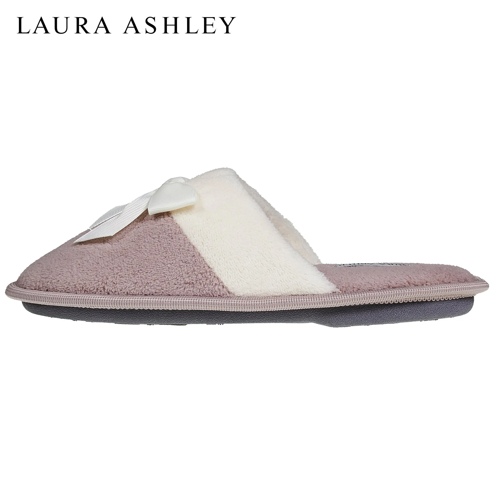 Laura Ashley Ladies Scuff W/Bow Dark Pack Stone XL