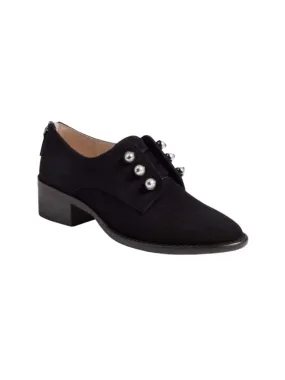 Louise et Cie Lo-Fren Suede Loafer with Pearls- Black