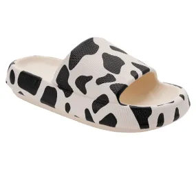Minimalist Cow Print Toe Slippers – Stylish and Cushioned Fit