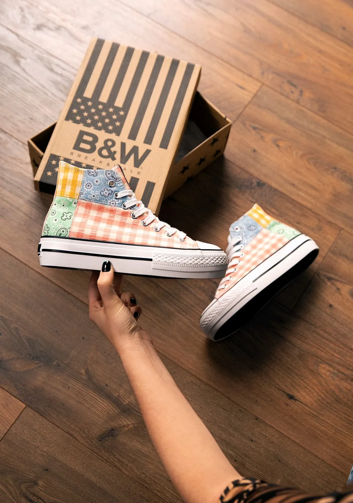 Multi Patchwork Hi-Top Sneakers