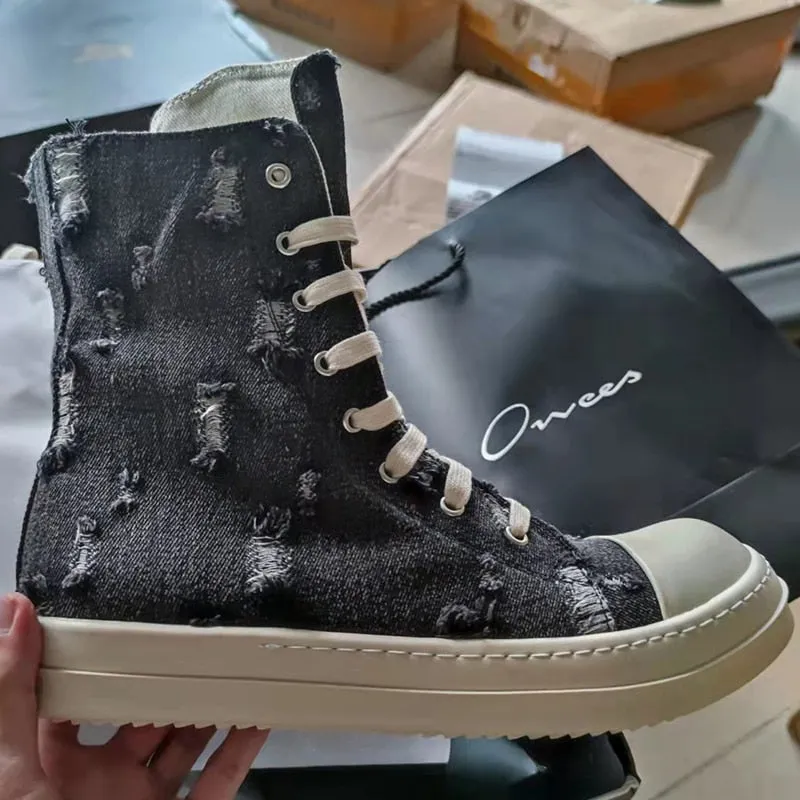 Rick Men Ripped Denim Boots