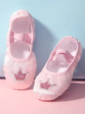 Satin Embroidered Crown Cat Claw Shoes Ballet Training Shoes