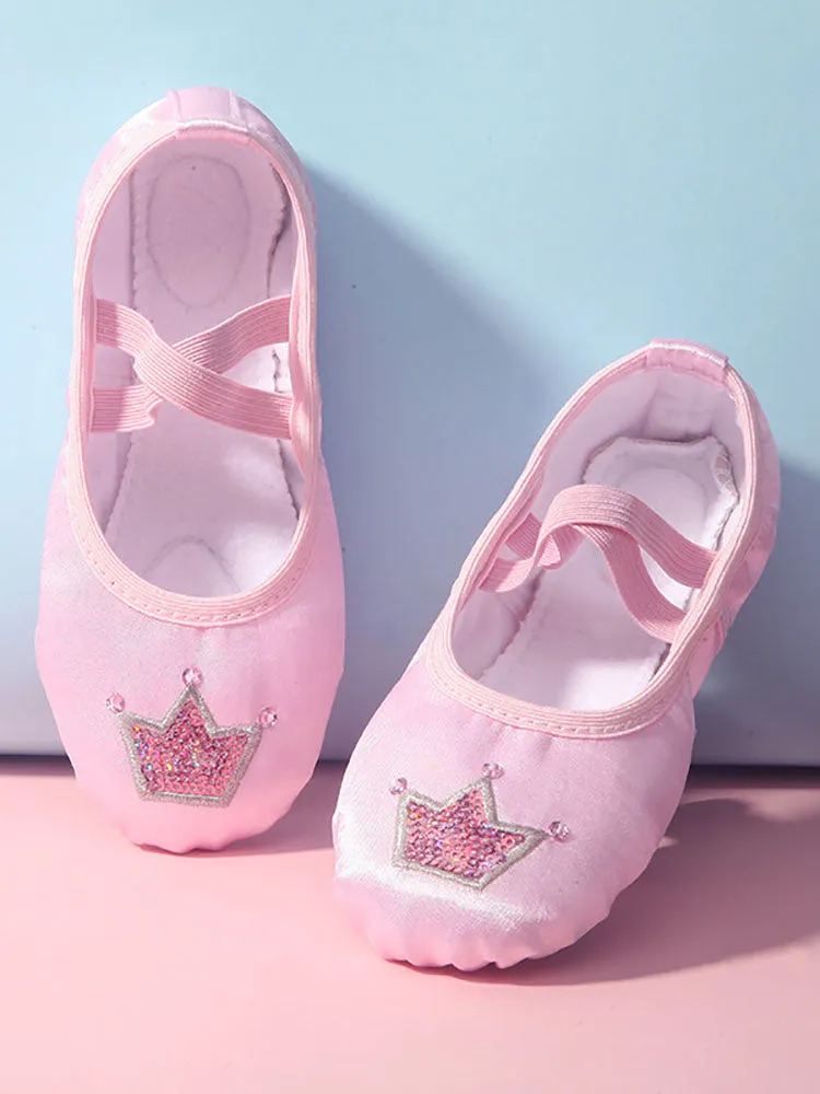 Satin Embroidered Crown Cat Claw Shoes Ballet Training Shoes