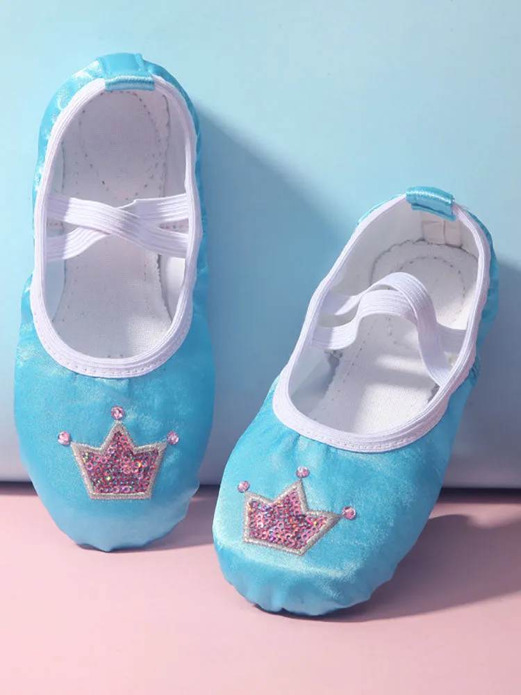 Satin Embroidered Crown Cat Claw Shoes Ballet Training Shoes