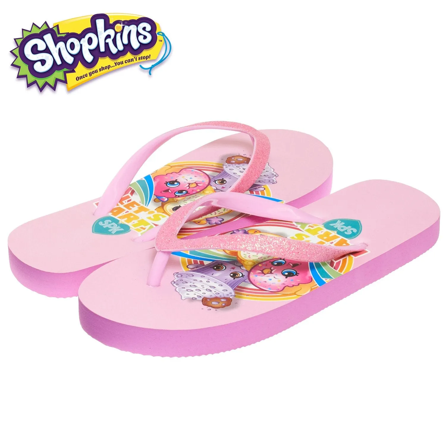 Shopkins Girls Girls Flip Flops with Sparkling Jelly Straps Med Pink 13-1