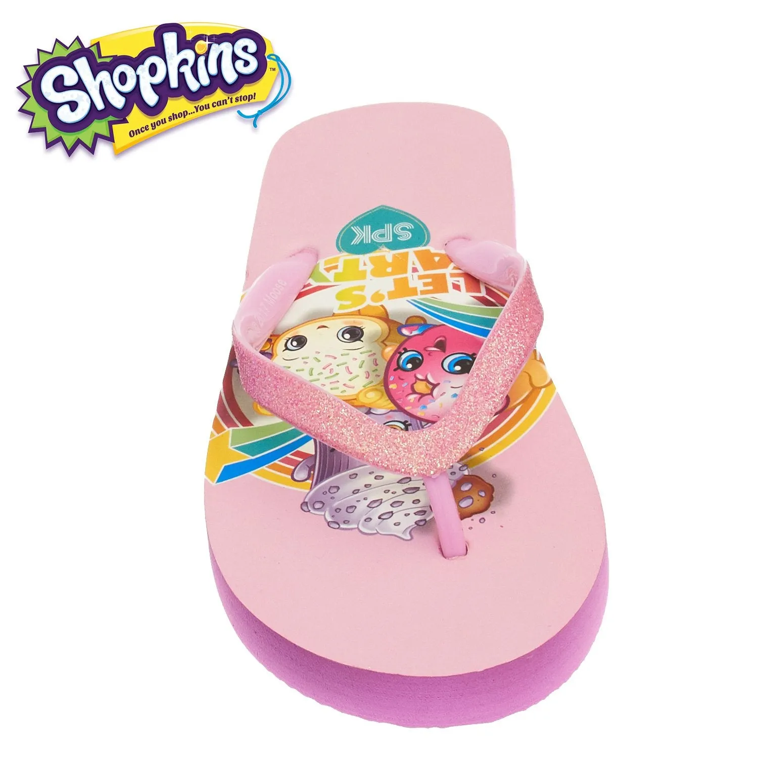 Shopkins Girls Girls Flip Flops with Sparkling Jelly Straps Med Pink 13-1