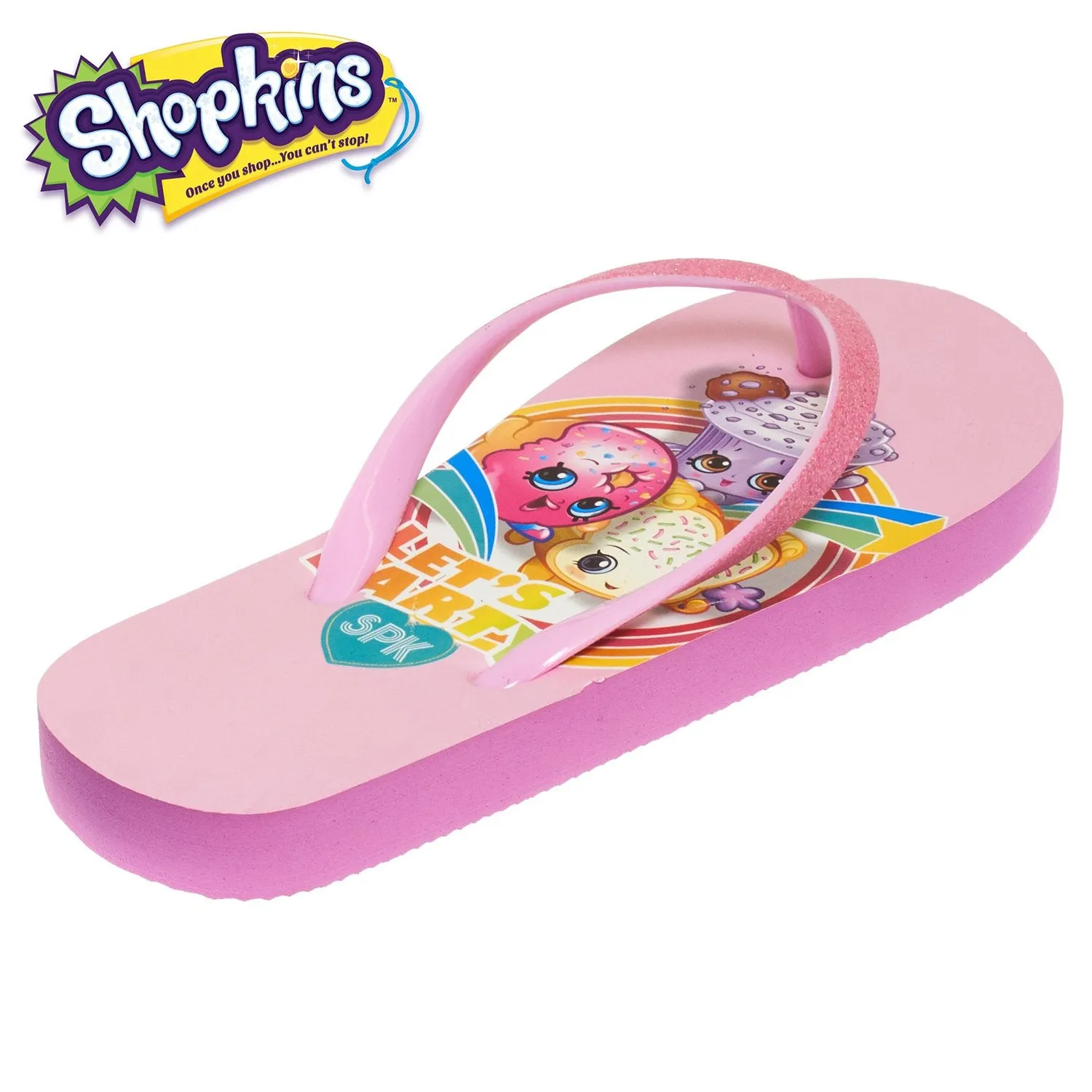 Shopkins Girls Girls Flip Flops with Sparkling Jelly Straps Med Pink 13-1