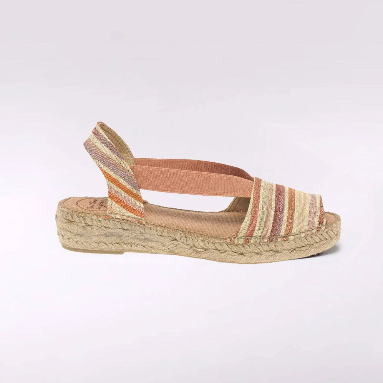 Stripe Open Toe Flat Espadrille