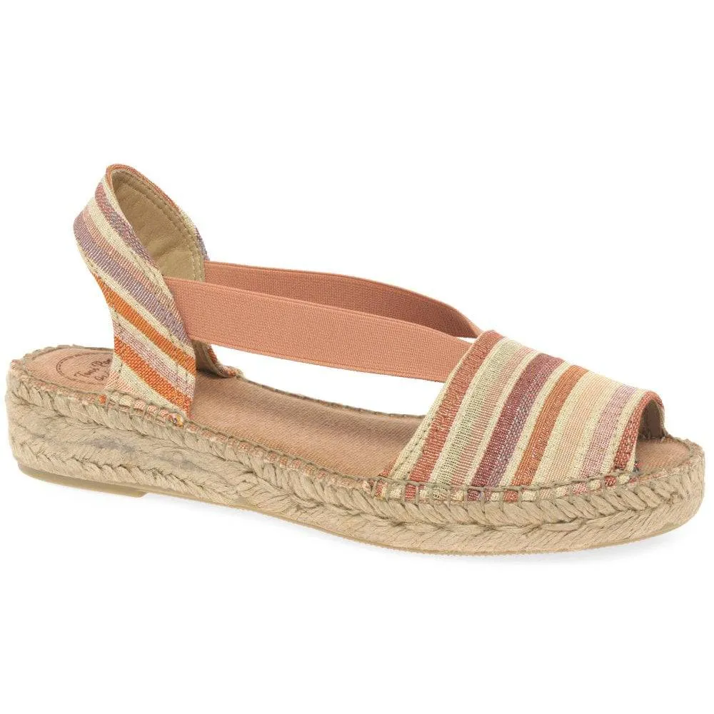 Stripe Open Toe Flat Espadrille
