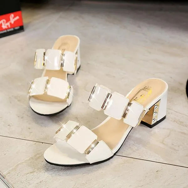 Women's Fashionable Chunk Heel Fish Mouth Sandals 49081185S