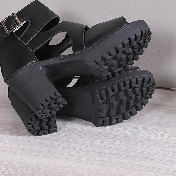 Women's Fashionable Zipper Thick Heel Roman Sandals 65837370S