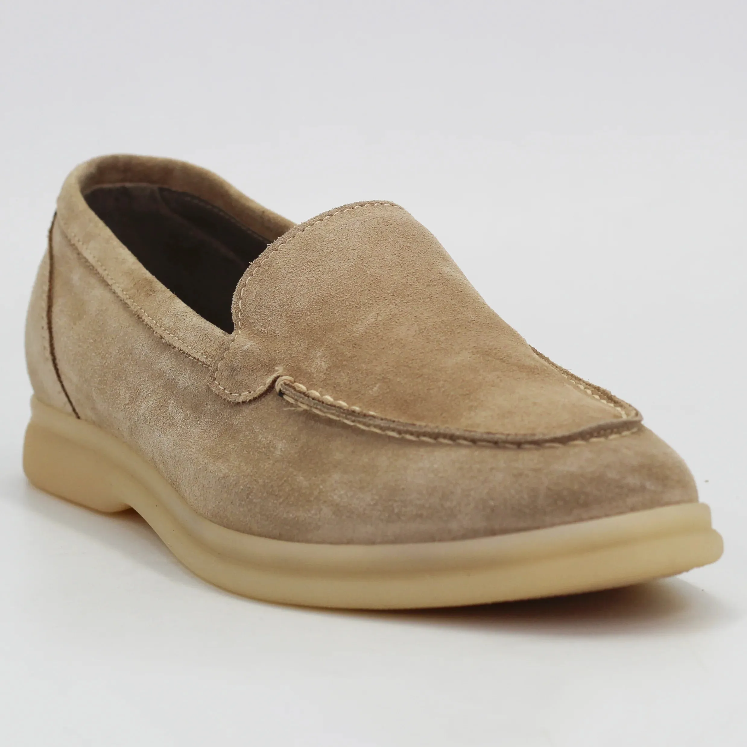 Women's loafer in calf leather suede cashmere nude spring (BRD11200)
